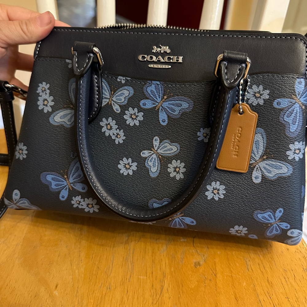 Blue butterfly coach bag